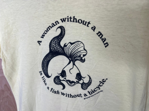1976 Seattle National Organization for Women “A woman without a man is like a fish without a bicycle” - Medium