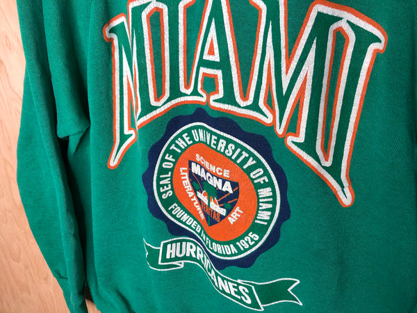 1980’s University Of Miami Hurricanes Crewneck “Crest” - Large