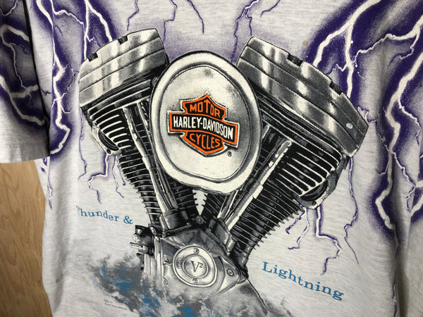 1990’s Harley Davidson “Thunder and Lightning” All Over - XL