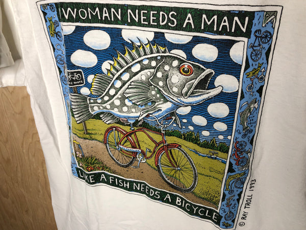 1990’s Ray Troll “Like A Fish Needs A Bicycle” - Medium