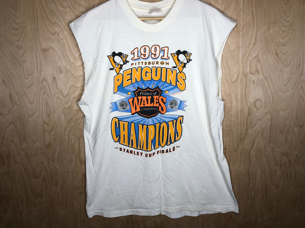 1991 Pittsburgh Penguins Wales Conference Champions Chopped - XL